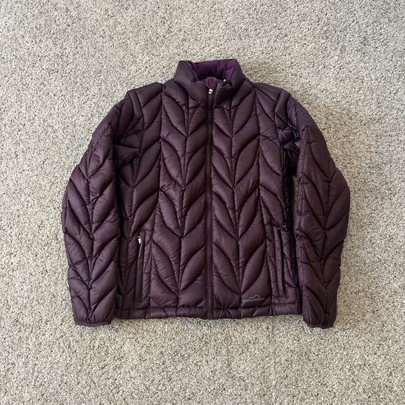 Eddie Bauer Women's Goose Down Quilted Puffer Jacket Full Zip Size Medium Purple - Picture 1 of 6